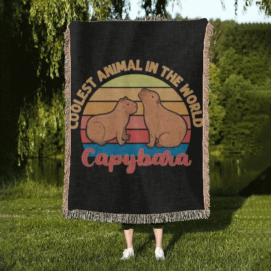 Coolest Animal in The World Capybara Woven Blankets