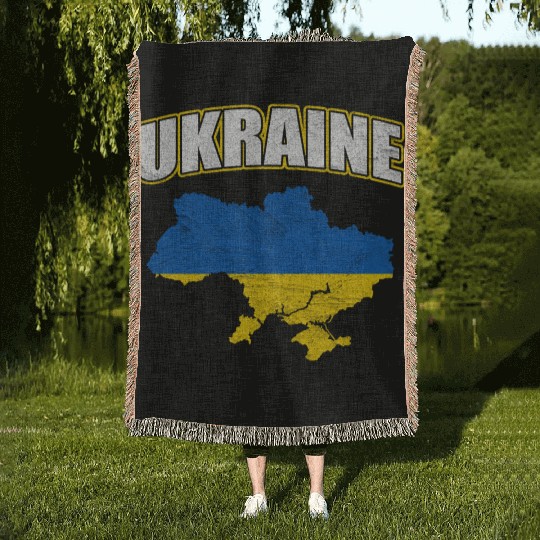 Ukraine Flag Nation National Colors Origin Kiev Woven Blankets