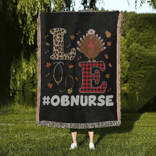 OB Nurse Thanksgiving Costume Woven Blankets