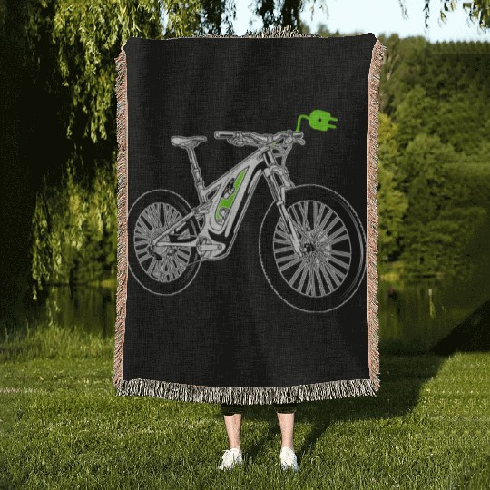 Cycling Cyclist E Bike Woven Blankets