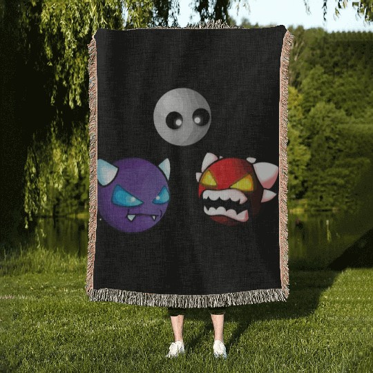 geometry dash insane game Woven Blankets