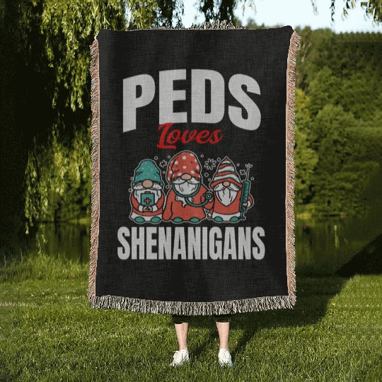Funny PEDS Love Shenanigans St. Patricks Day Gnome Woven Blankets
