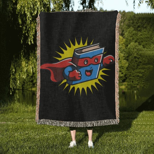 Book Hero Reading Book Lover Comic Book Comics Woven Blankets