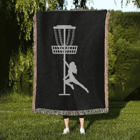 Disc Golf Frisbee Tree Basket Stripper Golf Player Woven Blankets