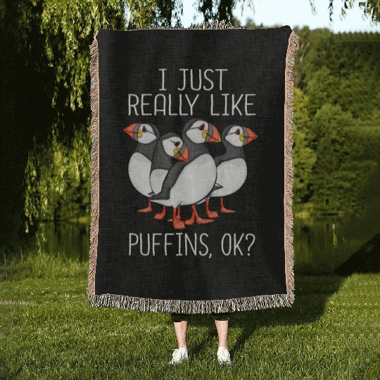 Atlantic Puffin Bird Lover Gift Women Cute Puffin Woven Blankets