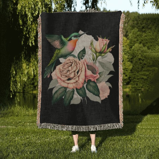 Plants Roses Flowers Woven Blankets