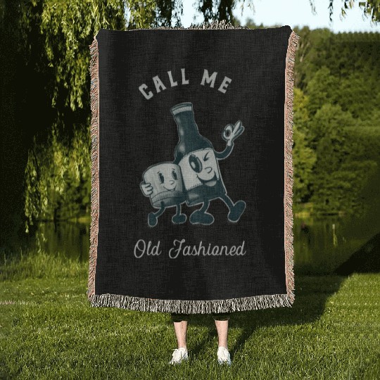 Bourbon Lover Call Me Old Fashioned Woven Blankets