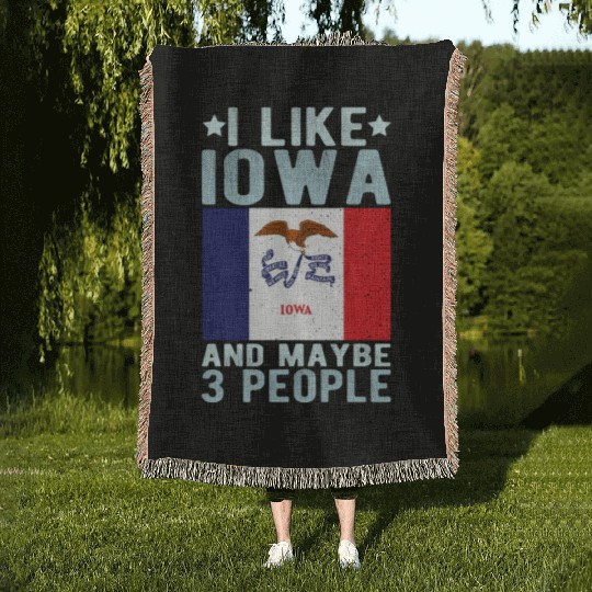 Iowa Flag US State Woven Blankets