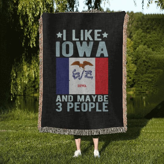 Iowa Flag US State Woven Blankets