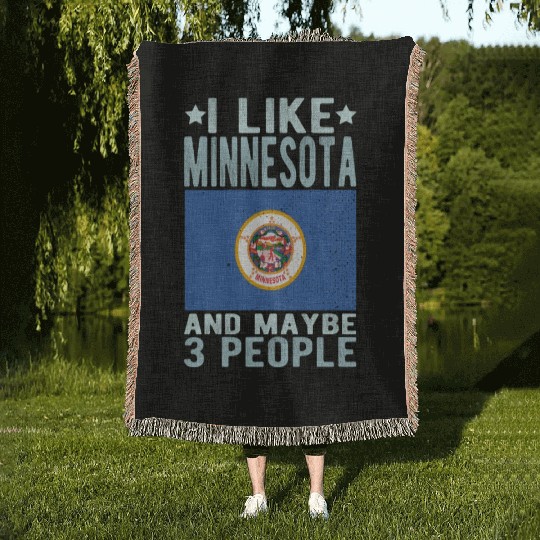 Minnesota Flag US State Woven Blankets