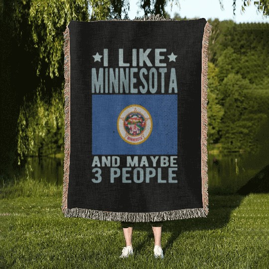 Minnesota Flag US State Woven Blankets