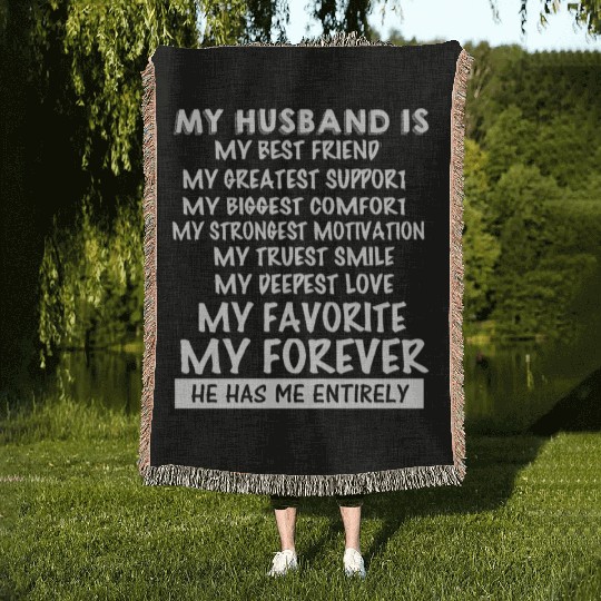 I LOVE MY HUSBAND FOREVER Woven Blankets