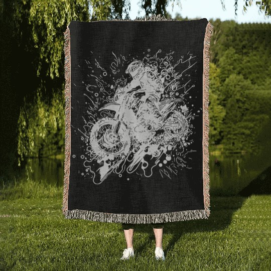 Off-road Motorcycle Racing Style Jump Splash Woven Blankets