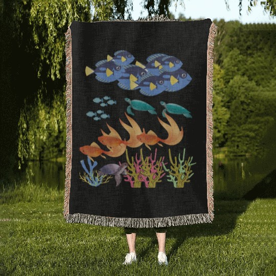 fish design Woven Blankets