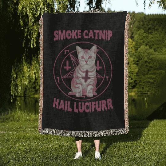 Smoke Catnip Hail Lucifurr Woven Blankets