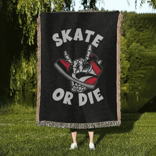 Skate Or Die Retro 80s 90s Skate Wear Urban Woven Blankets