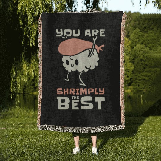 Asian Food Sushi Shrimp Food Sushi Lover Design Woven Blankets