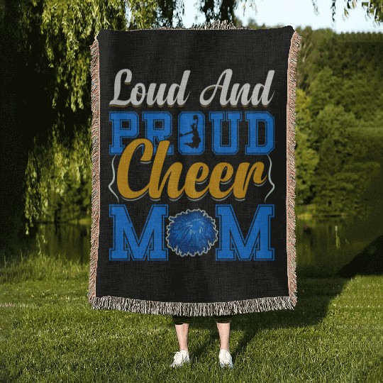 LOUD AND PROUD CHEER MOM Woven Blankets