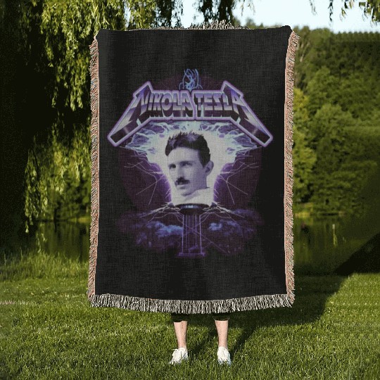 Nikola Tesla Heavy Metal Electricity by gnarly Woven Blankets