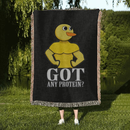 'Got any Protein?' - Duck Parody Design Woven Blankets