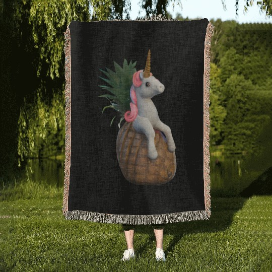 Pineapple unicorn - tropical unicorn Woven Blankets