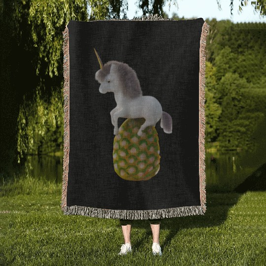 Pineapple unicorn - tropical unicorn Woven Blankets