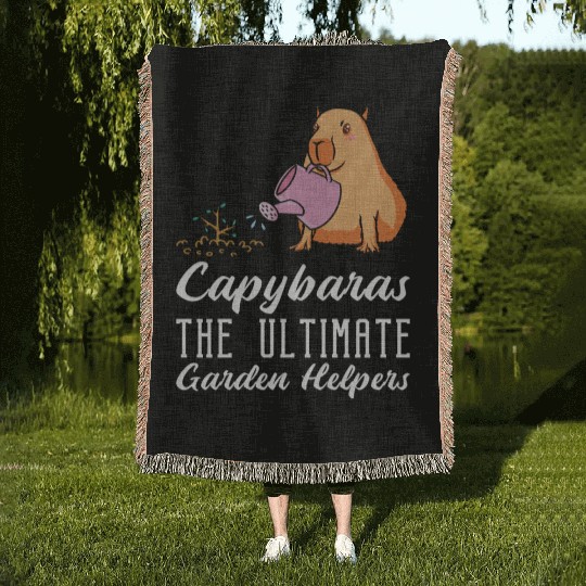 Gardening Capybara Garden Planting Gardener Woven Blankets
