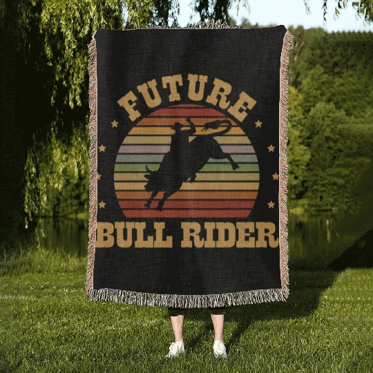 Future Bull Rider Bull Riding Western Rodeo Cowboy Woven Blankets