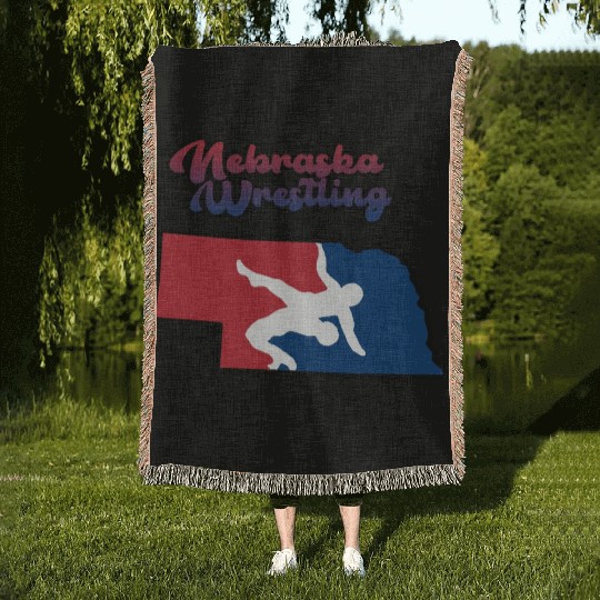 Nebraska Wrestling (USA Colors) Woven Blankets