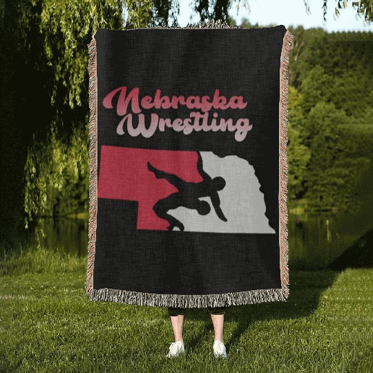 Nebraska Wrestling (State Colors) Woven Blankets