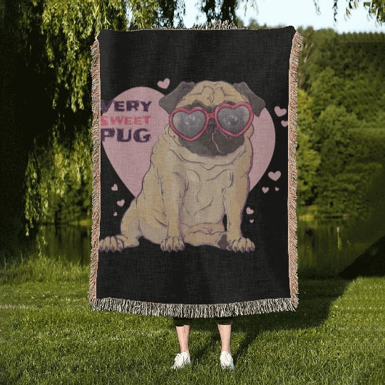 Very Sweet Pug Woven Blankets