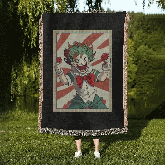 Happy joker card Woven Blankets