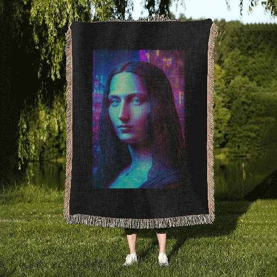 Mona lisa in future Woven Blankets