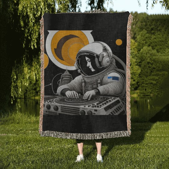 Intricate detailed artwork of astronauts using Woven Blankets