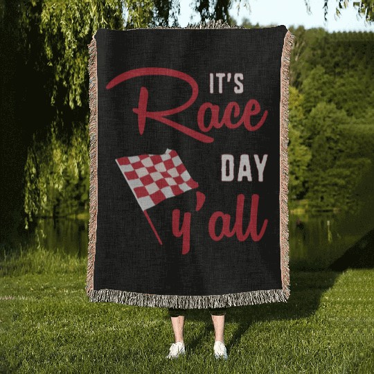 Dirt Track Racing Racer Its Race Day Yall Woven Blankets