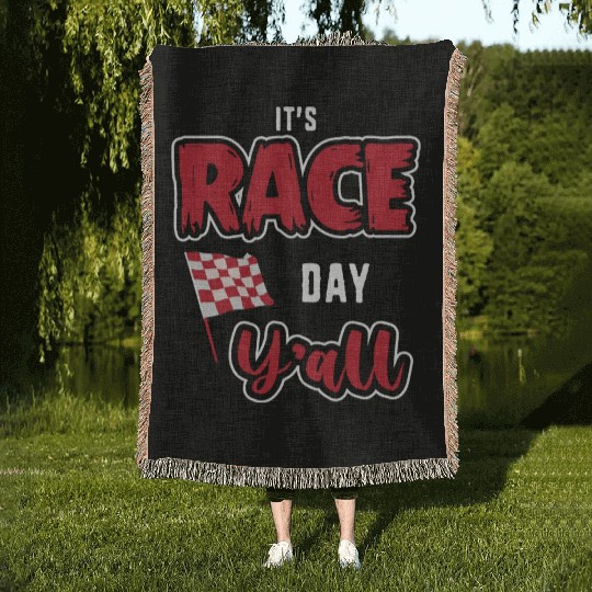 Its Race Day Yall Funny Dirt Track Racing Woven Blankets