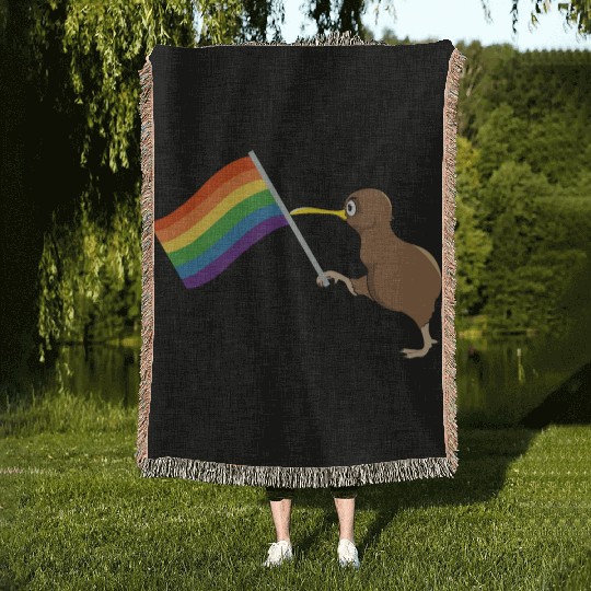 Rainbow Kiwi Pride Woven Blankets