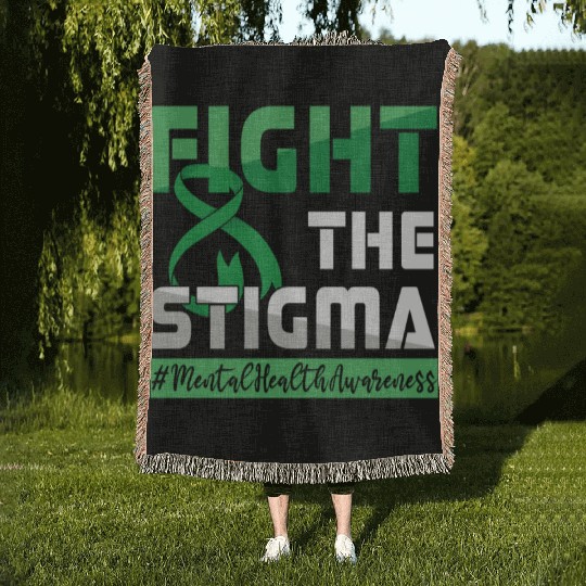 Fight Stigma Green Mental Health Awareness Month Woven Blankets