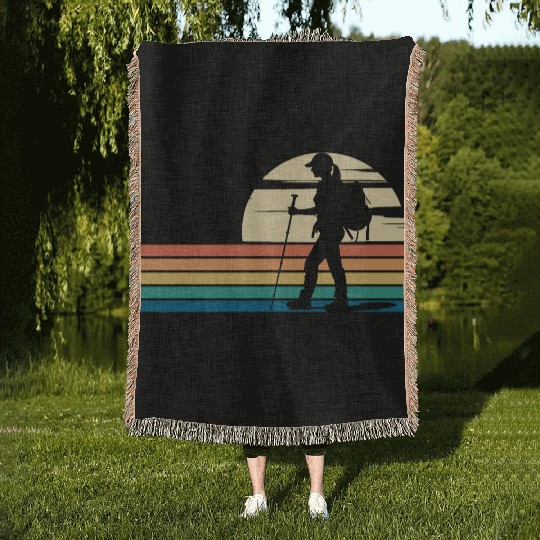 Hiking Female Hiker Colorful Woven Blankets