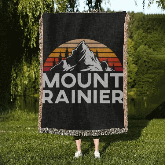 Mount Rainier Mountaineer Summit Sport Hiking Woven Blankets