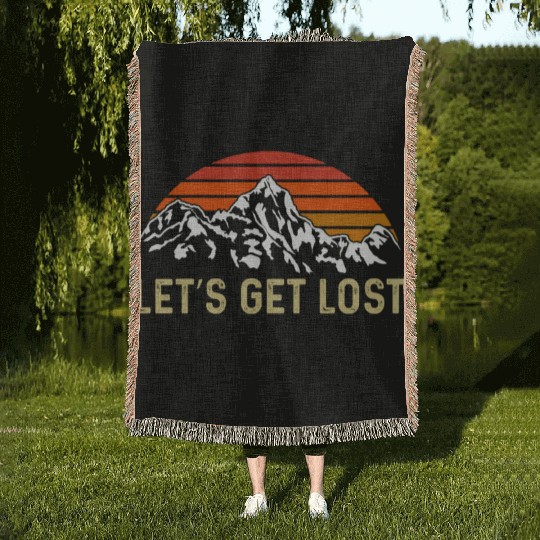 Let us get Lost Wanderlust funny Hiking Woven Blankets