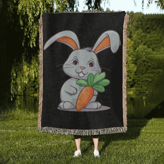 Rabbit Glasses Boys Girls Kids Easter Day Carrot Woven Blankets