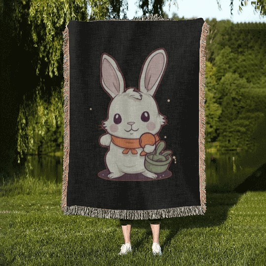 Rabbit Glasses Boys Girls Kids Easter Day Carrot Woven Blankets