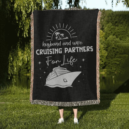 Husband And Wife Cruising Partners For Life Woven Blankets