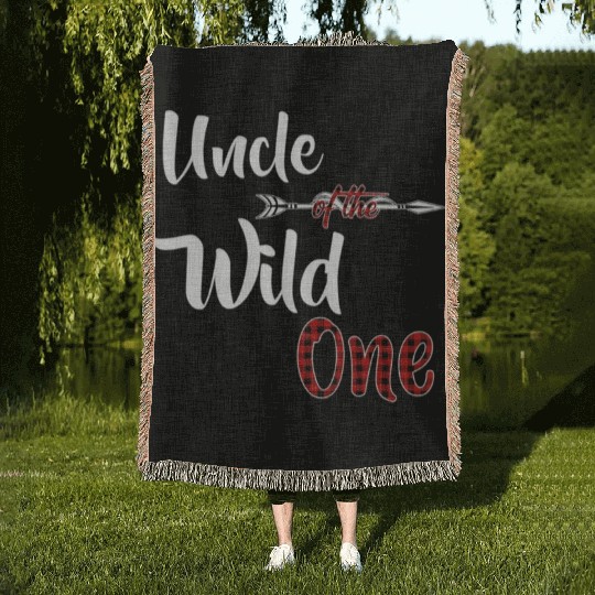 Uncle of the Wild One Plaid Lumberjack 1st Woven Blankets
