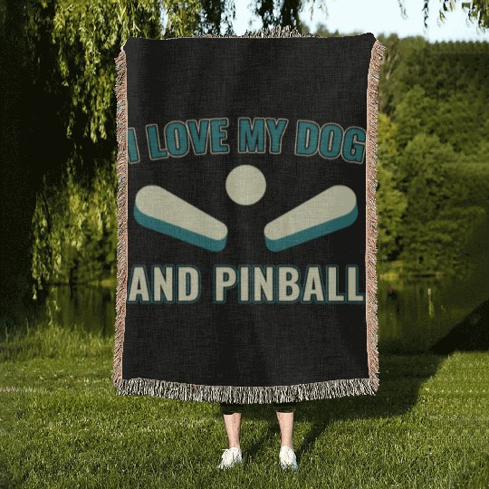 I Love my Dog and Pinball Machines Arcade Funny Woven Blankets