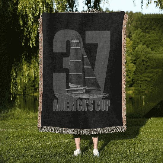 America's Cup 37 Grey Woven Blankets