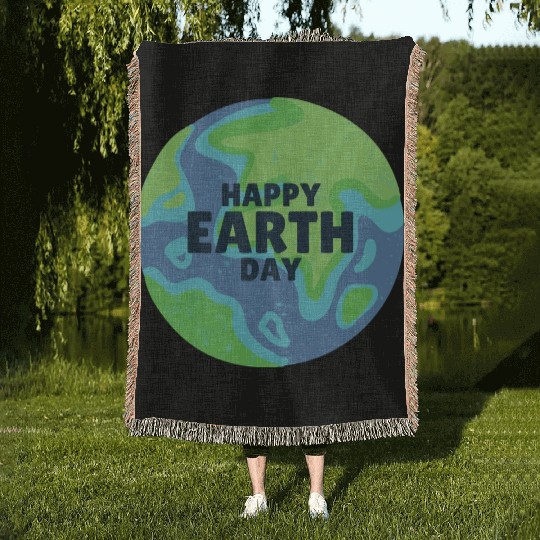 Happy Earth Day Woven Blankets