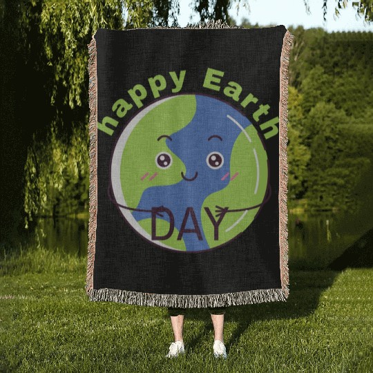 Happy Earth Day Woven Blankets