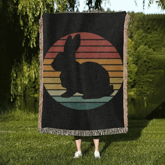Bunny Lover - Vintage Sunset Bunny Woven Blankets